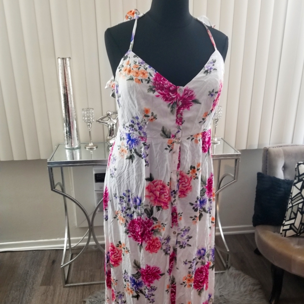 Plus Size Floral Button-Front Maxi Dress